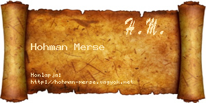 Hohman Merse névjegykártya
